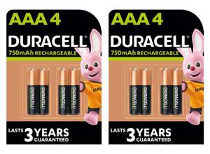 8 Duracell Rechargeable AAA 750mAh batterijen - oplaadbare batterijen