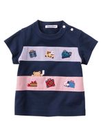 Familiar motif-embroidered T-shirt - Bleu - thumbnail