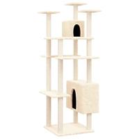 Bussandri Exclusive - Kattenmeubel met sisal krabpalen 162 cm crèmekleurig