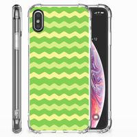 Apple iPhone X | Xs Doorzichtige Silicone Hoesje Waves Green - thumbnail