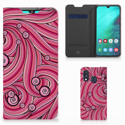 Samsung Galaxy A40 Bookcase Swirl Pink Samsung Galaxy A40 Bookcase Swirl Pink