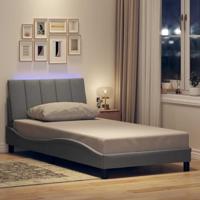 vidaXL Bedframe zonder matras 100x200 cm stof lichtgrijs, bed, bed ombouw, eenpersoonsbed, bedbodem, slaapkamermeubel, 1 persoonsbed, logeerbed