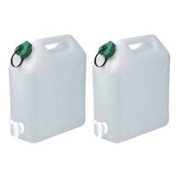 Jerrycan/watertank met kraantje - 2x - 15 liter - voor water - extra sterk kunststof - 32 x 16 x 38c - thumbnail