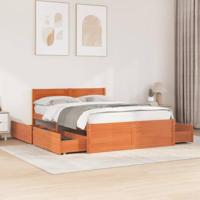 vidaXL Bedframe met lades massief grenenhout wasbruin 120x190 cm, bed, bed ombouw, boxspring, bedbodem, slaapkamermeubel, 2 persoonsbed