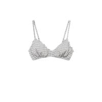 Mango geruite bikinitop met ruches grijs/wit