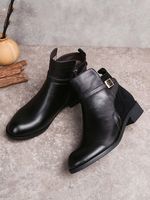 Vintage Round Toe Chunky Heel Casual Short Boots