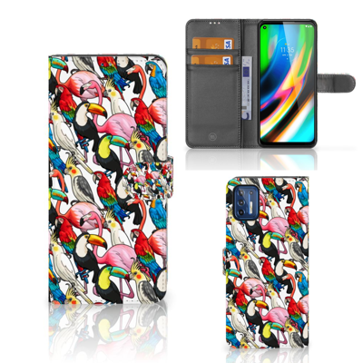 Motorola Moto G9 Plus Telefoonhoesje met Pasjes Birds Motorola Moto G9 Plus Telefoonhoesje met Pasjes Birds