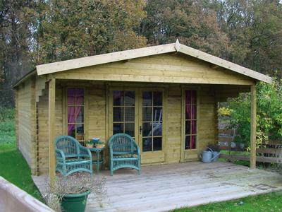 Blokhut Emiel 500x500 cm + luifel 170 cm