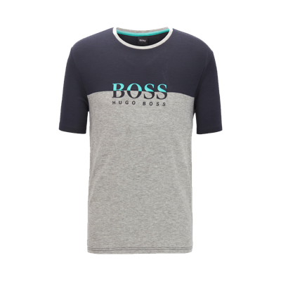 Hugo Boss t-shirt - logo tencel blauw/grijs