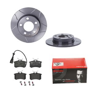 Remmenset, remschijf BREMBO, Remschijftype: Gespleten, Inbouwplaats: Achteras: , u.a. für Skoda, VW, Seat