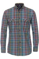 Redmond Casual Regular Fit Overhemd blauw/groen/wit, Ruit - thumbnail