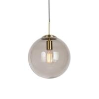 QAZQA Moderne hanglamp messing met smoke glas 30 cm - Ball - thumbnail