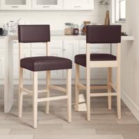 Barstoelen 2 st massief rubberhout en kunstleer - thumbnail