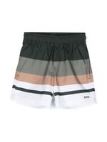 BOSS Kidswear short de bain rayé à logo imprimé - Vert