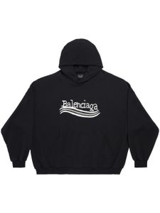 Balenciaga hoodie en coton à logo imprimé - Noir