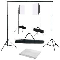 VidaXL Fotostudioset met softboxlampen en achtergrond