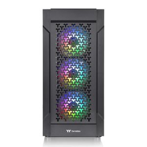 Thermaltake CA-1W2-00M1WN-01 Midi-tower PC-behuizing Zwart 3 voorgeïnstalleerde LED-ventilators, LCS-compatibel, Zijvenster, Geschikt voor DIY-waterkoeling,