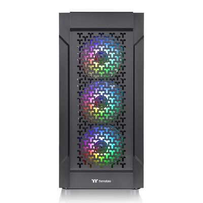 Thermaltake CA-1W2-00M1WN-01 Midi-tower PC-behuizing Zwart 3 voorgeïnstalleerde LED-ventilators, LCS-compatibel, Zijvenster, Geschikt voor DIY-waterkoeling,