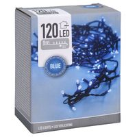 Feestverlichting lichtsnoeren met blauwe led lampjes/lichtjes 9 meter   - - thumbnail