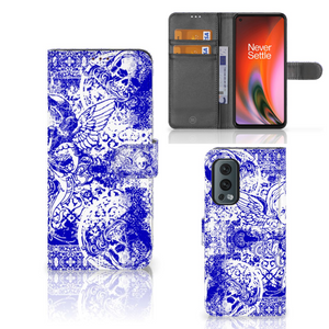 Telefoonhoesje met Naam OnePlus Nord 2 5G Angel Skull Blauw