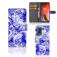 Telefoonhoesje met Naam OnePlus Nord 2 5G Angel Skull Blauw - thumbnail