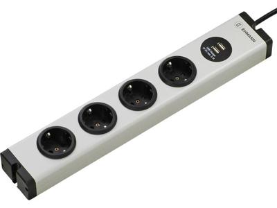 Ehmann 0600c0a052031 Stekkerdoos 4-voudig Grijs Randaarde stekker 1 stuk(s)