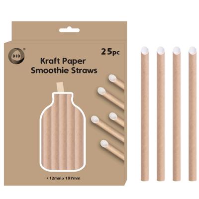 Kraftpapier smoothie rietjes - 25x stuks - naturel - 20cm x 1.2cm - drinksmoothie rietjes - boba rie Kraftpapier smoothie rietjes - 25x stuks - naturel - 20cm x 1.2cm - drinksmoothie rietjes - boba rie