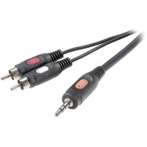 SpeaKa Professional SP-7869920 Cinch / Jackplug Audio Aansluitkabel [2x Cinch-stekker - 1x Jackplug male 3,5 mm] 1.50 m Zwart