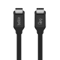 Belkin USB4 USB C/USB C-kabel, USB-IF-gecertificeerd met Power Delivery tot 100W, overdrachtssnelheden van 40 Gbps en backwards-compatible met Thunderbolt 3, USB 3.2 en meer, 0,8m