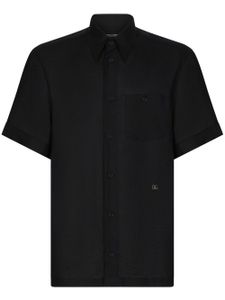 Dolce & Gabbana chemise en lin à logo - Noir