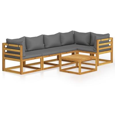 vidaXL 6-delige Loungeset met kussens massief acaciahout vidaXL 6-delige Loungeset met kussens massief acaciahout