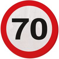 40x Zeventig/70 jaar feest servetten verkeersbord 33 cm rond verjaardag/jubileum   -