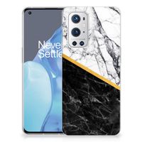 OnePlus 9 Pro TPU Siliconen Hoesje Marmer Wit Zwart - Origineel Cadeau Man - thumbnail