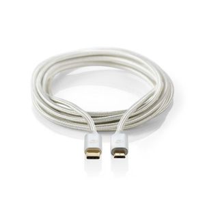 Nedis CCTB60650AL20 USB-kabel 2 m USB 2.0 Micro-USB B USB C Aluminium