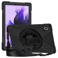 Samsung Galaxy Tab S7 FE Heavy Duty 360 Case met Draagriem - Zwart