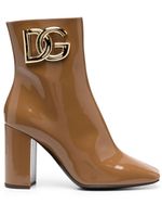 Dolce & Gabbana bottines à plaque logo 90 mm - Marron