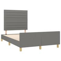 vidaXL Bedframe met hoofdbord stof donkergrijs 120x190 cm, bed, ledikant, tweepersoonsbed, slaapmeubel, bedbodem, bedden, slaapmeubels, slaapmeubelen