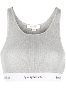 Sporty & Rich brassière de sport nervurée à bande logo - Gris