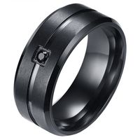 Zwarte stalen heren ring met steen-19mm