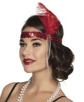 Hoofdband Flapper rood - thumbnail