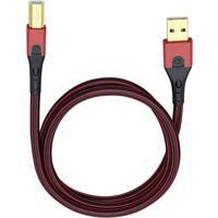 Oehlbach USB Evolution B USB 2.0 [1x USB-A 2.0 stekker - 1x USB-B 2.0 stekker] 1.00 m Rood/zwart Vergulde steekcontacten - thumbnail