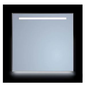 Spiegel Sanicare Q-Mirrors 85x70 cm Vierkant Met Aan De Bovenkant & Onderzijde LED Cold White, Omlijsting Mat Zwart incl. ophangmateriaal Zonder