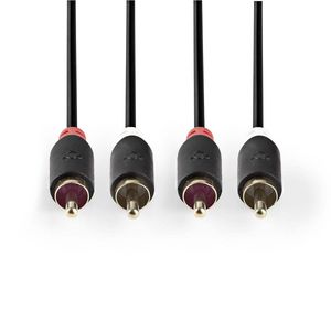 Stereo audiokabel | 2x RCA male - 2x RCA male | 2,0 m | Antraciet [CABW24200AT20]