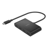Belkin CONNECT USB-C®/4-poorts USB-C-hub, meerpoorts adapter met 4 USB-C 3.2 Gen2-poorten en 100 W PD met max. 10 Gbps High Speed gegevensoverdracht voor MacBook, iPad, Chromebook, PC en meer