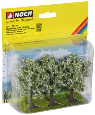 Noch 25111 H0/TT Fruitbomen witte bloesem 8 cm hoog, 3 stuks