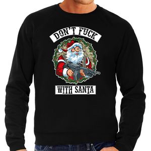 Zwarte foute Kersttrui / Kerstkleding Dont fuck with Santa voor heren 2XL  -