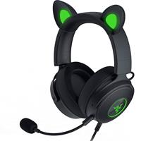 Razer Kraken Kitty V2 Pro Wired RGB Headset: verwisselbare oren (Kitty, Bear, Bunny) - Stream reactieve verlichting - Afneembare HyperClear Cardioid Mic - 50mm Drivers - 7.1 Surround Sound - Zwart