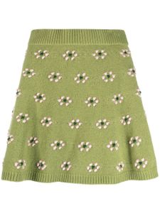 Kenzo jupe en maille à fleurs - Vert