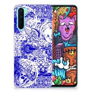 Silicone Back Case OnePlus Nord Angel Skull Blauw