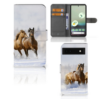 Google Pixel 6A Telefoonhoesje met Pasjes Paarden - thumbnail